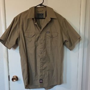 DIXXON Men's Casual Tan Button Down Shirt